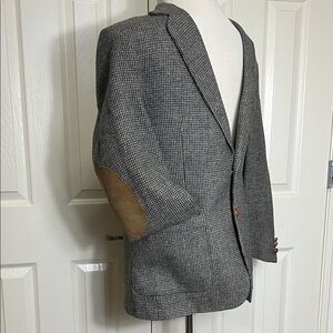 Vintage Pegues Place Gray& Brown Tweed Wool Blazer with Elbow Patches Sz 42S